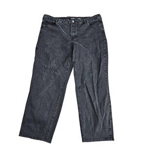 Old Navy High Rise O.G. Loose Wide Leg Jeans Womens 22 Charcoal Stretch Denim